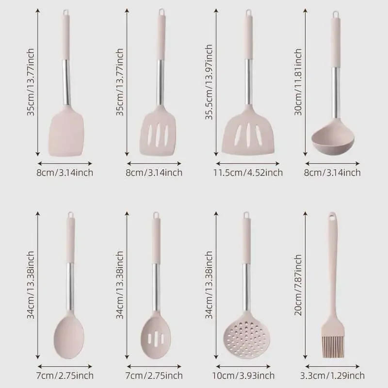 Description Picture 5 of itemSilicone Kitchen Cooking Utensil Set, 43 pcs Spatula Set with Stainless Steel Handle, Non-stick Heat Resistant - Best Cookware S