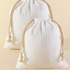 2 Pcs Cotton Mummy Storage Bag Muslin Stroller Hanging Pocket Towel Diaper Pouch Baby Gauze Drawstring Diaper Bag