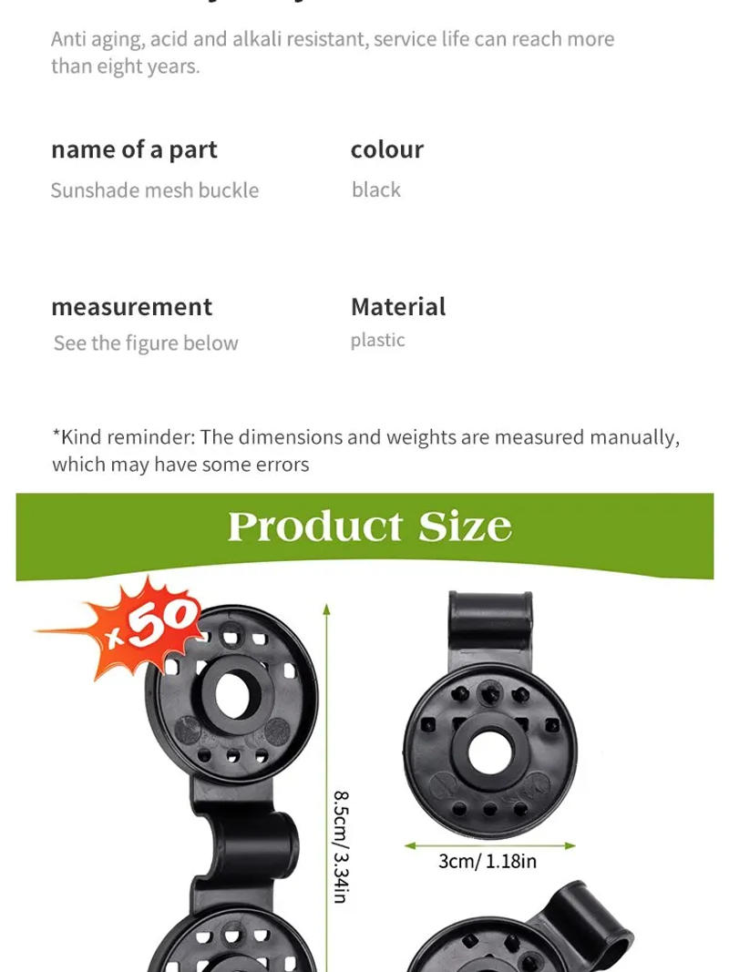 Description Picture 4 of item50Pcs Shade Cloth Clips Shade Fabric Clamps Grommets For Net Mesh Cover Sunblock Fabric In Garden Backyard Greenhouse Fixer