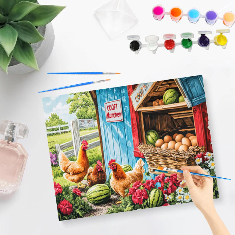 Description Picture 3 of itemPhotoCustom Painting By Numbers For Adults Kits Courtyard Wall Art Landscape Picture Numbers Painting For Home Decoration