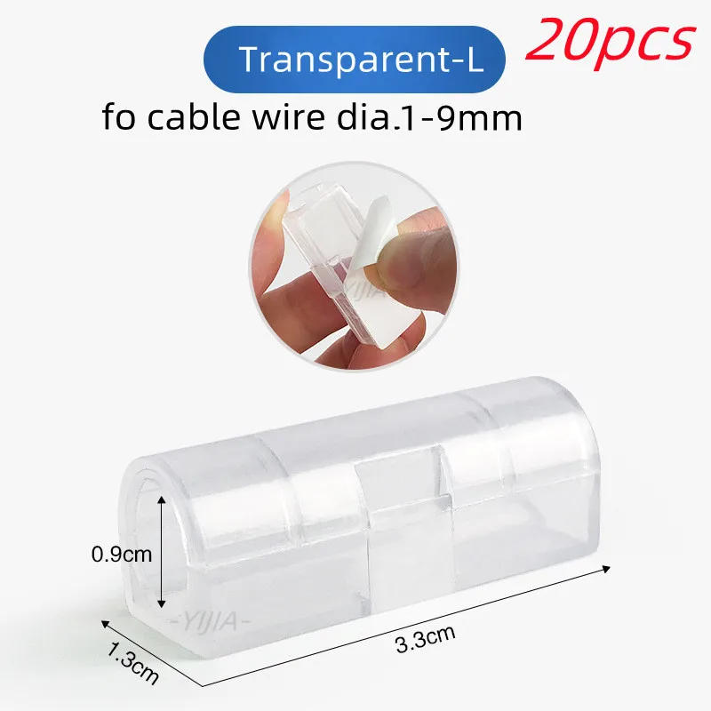Description Picture 4 of item16/20pcs Cable Organizer Clip Snap Drop Wire Holder Cord Management Self-Adhesive Cable Fixed Clamp Office Deak Wiring Accessory