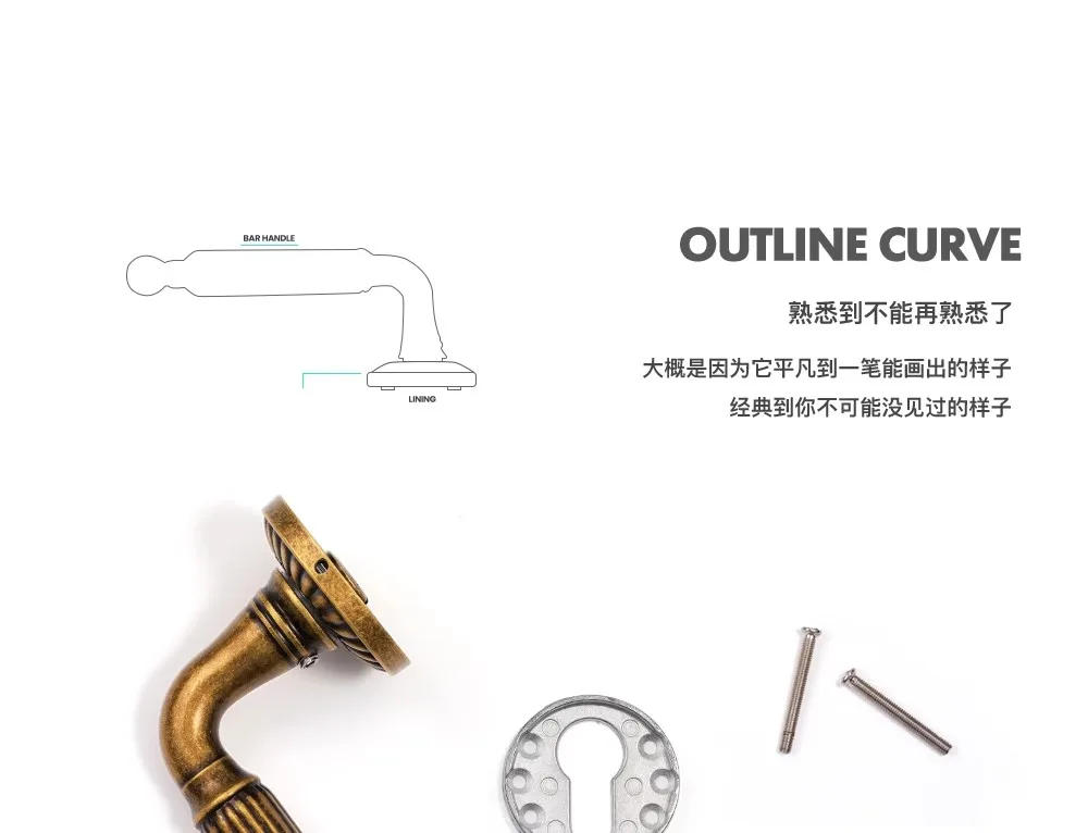 Description Picture 4 of itemFrench Bedroom Door Lock Home Door Handle Lock Body Set Antique Quiet Security Door Lock with Key High Quality Hardware