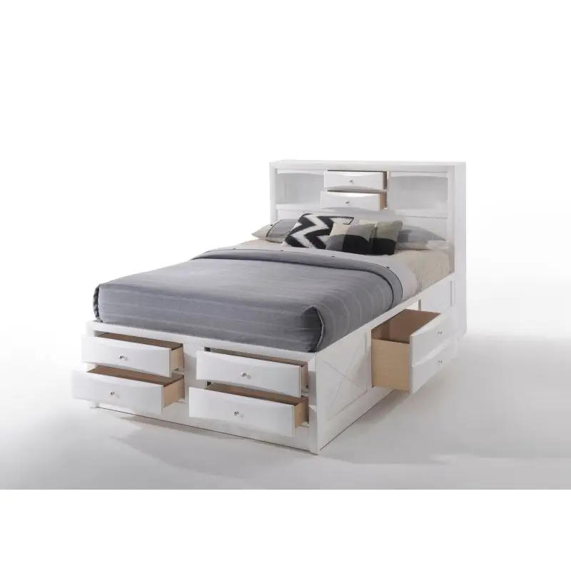Description Picture 5 of itemWhite Ireland transitional bedroom collection Queen Bed /Mirror /Dresser / Nightstand / Chest / King Bed / Full Bed