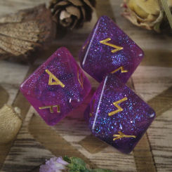 Rune Dice Set With Dice Bag Acrylic 3 Pcs 8-Sided Rune Dice Set Rune Tarot Storage Pouch Drawstring Bag Runes Dices Bags Kits