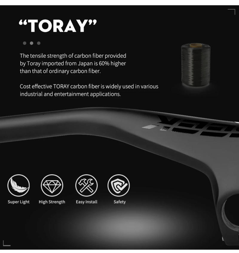 Description Picture 4 of itemTOSEEK MTB Bicycle Handlebar and Stem -17 Degrees Carbon Fibre Integrated Handlebar Mountain Bike Parts 28.6mm Matte Black