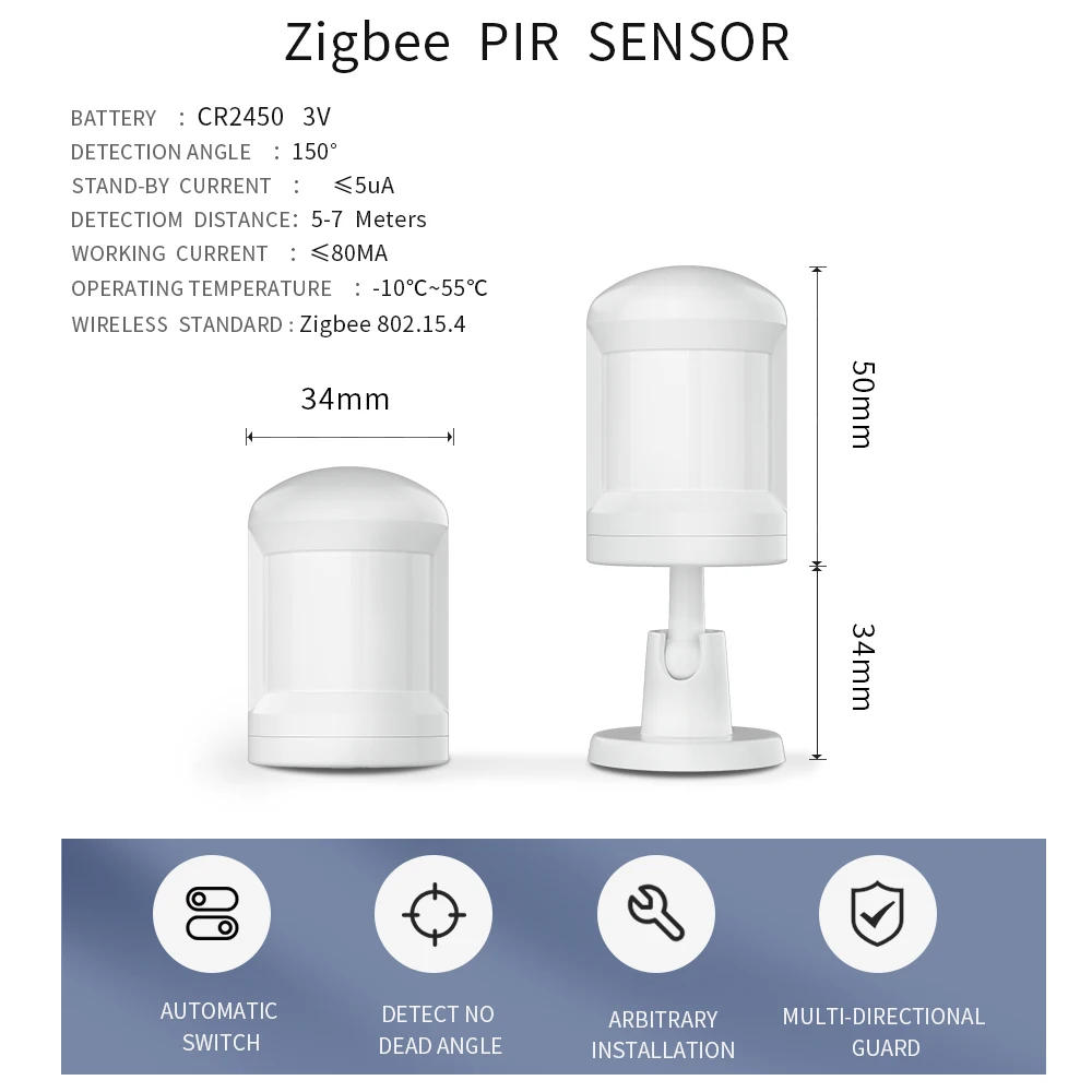 Description Picture 3 of itemTuya Zigbee Human Body Sensor Detectors PIR Motion Sensor Smart Home Security Alarm Sensor Smart Life App Remote Monitoring