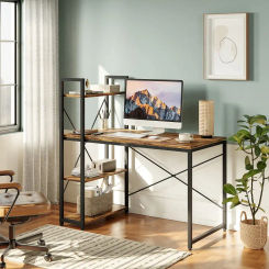 47''Computer Desk with Shelves for Home Office in Rusitc Laptop Table Computer  Stand