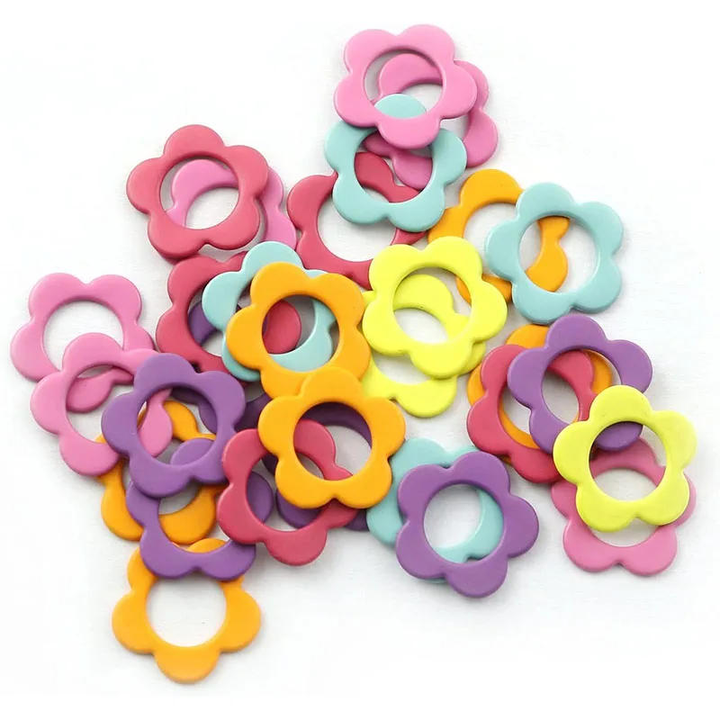 Description Picture 2 of item30PCS 17mm Flower Knitting Stoppers Needles Stoppers Stitch Rings with erHook Marks Colorful Stitch Rings for Knitting