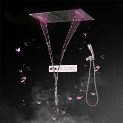Concealed Thermostatic 5 Button Shower System LED Ceiling Shower Head Large Flow Valve Modern Bathroom Showers Faucet Mixer