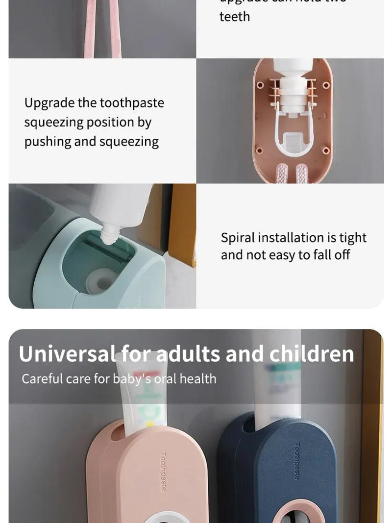 Description Picture 6 of itemAutomatic Toothpaste Squeezer Set Home Wall Bracket Toothbrush Holder Dust-proof Wall-mounted Toothpaste Squeezer