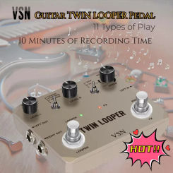 VSN Twin Looper Electric Guitar Effect Pedal Loop Station Box 11 Types Play Modes Stereo Input/Output 10 Mins Recording Rowin