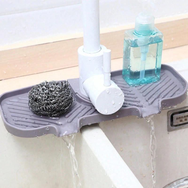 Description Picture 4 of item1pc-Kitchen Faucet Splash Pad Silicone Sink Faucet Splash Guard Mat Drain PadCountertop Protector for MultipurposeKitchenGadgets