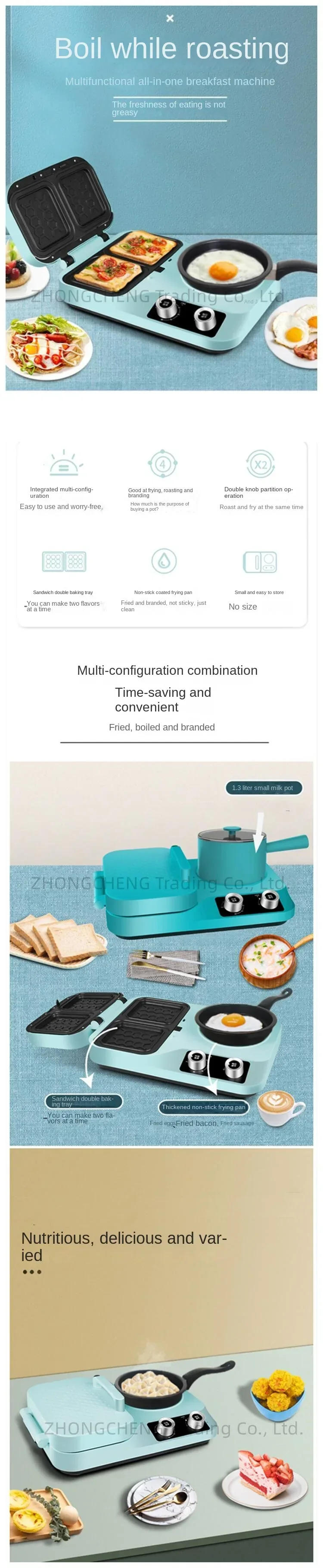Description Picture 2 of item4-in-1 Breakfast Machine All-in-one Home Multifunctional Sandwich Maker Frying Toaster Toaster Toaster
