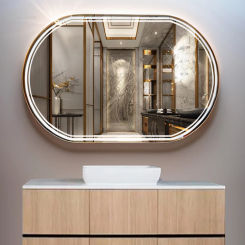 European Smart Mirror for Toilet Touch Screen Luminous Defogging Bath Mirrors Simple Light Luxury Household Mirrors for Bedroom