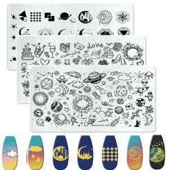 Cartoon Star Moon character Nail Stamping Plate Space Planet Abstract Printing Stencil Manicuring Art Stamp Templates Nail Tool