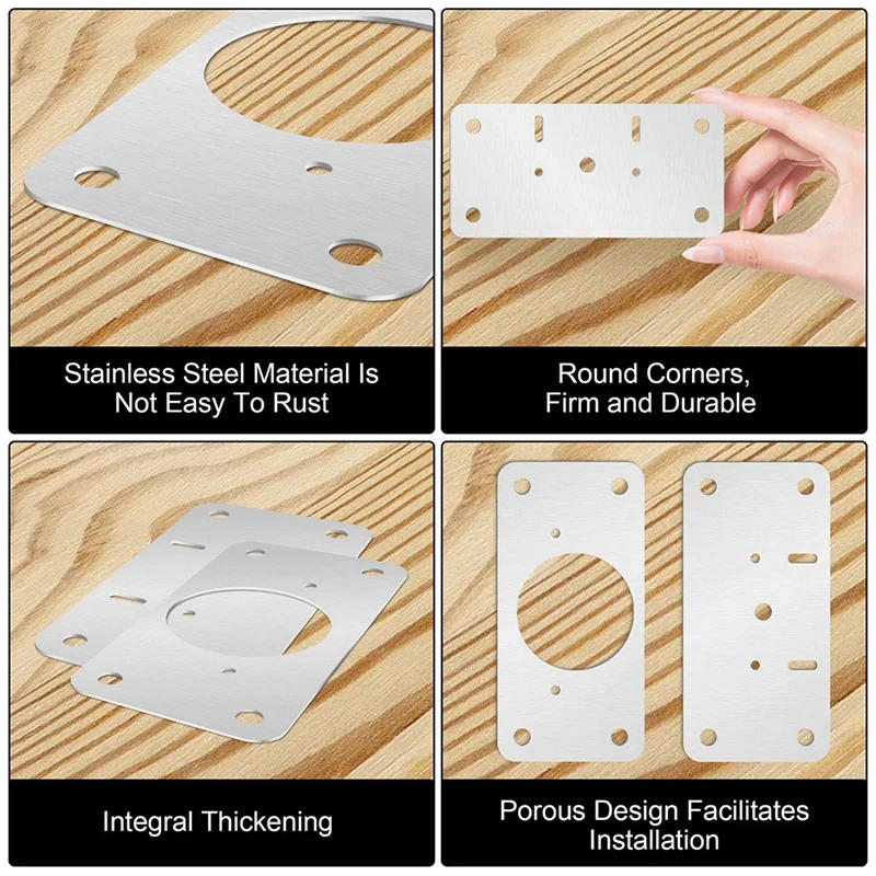 Description Picture 6 of item12-Pack Hinge Repair Kit Cabinet Door Hinge Repair Plate Silver Hinge Fixing Plate For Kitchen Cupboard Door Locker Cabinet