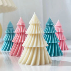 3D Geometric Spinning Pine Silicone Candle Mold DIY Christmas Tree Candle Mold Soap Resin Plaster Mold Gifts Craft Home Decor
