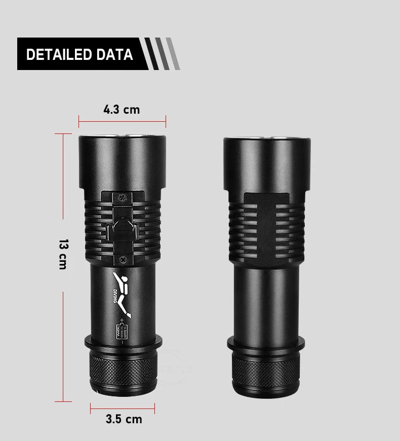 Description Picture 5 of itemSuper 9000LM XHP120 Professional Diving Flashlight 800m Underwater Scuba Diving Torch IPX8 Waterproof Dive Light 26650 Battery