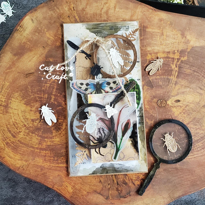 Description Picture 2 of itemCatlove Insect Magnifying glass Metal Cutting Dies Scrapbooking Stencil Die Cuts Card Making Craft Embossing New Dies For 2022