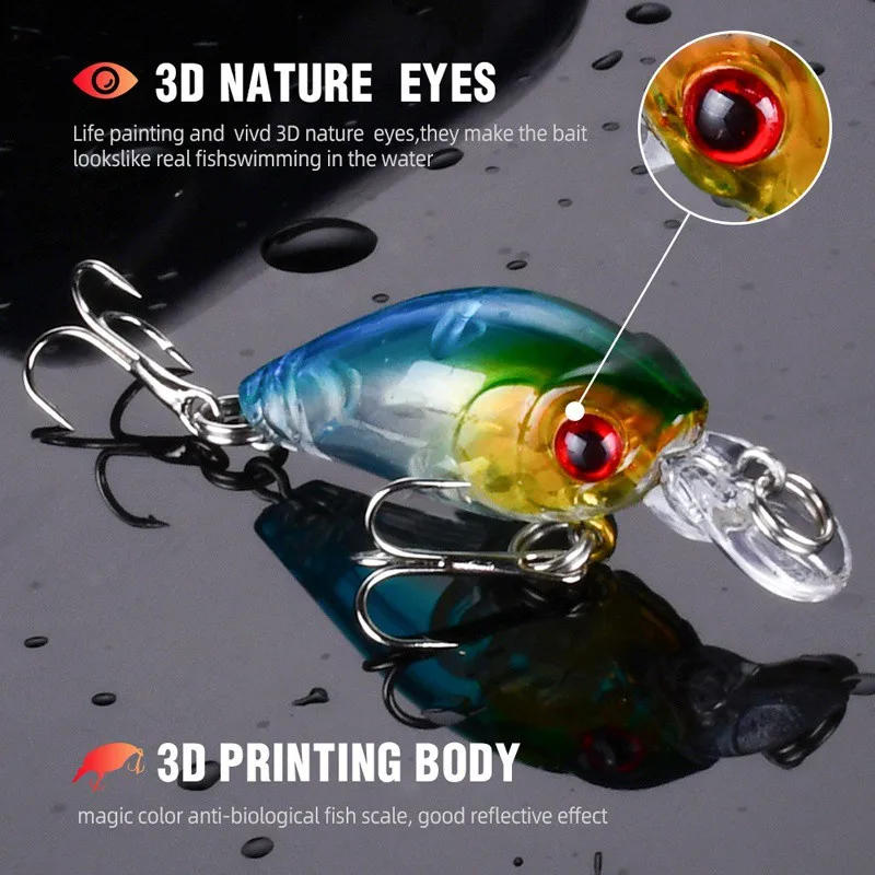 Description Picture 4 of item8pcs Fishing Lure Kit Crank Bait Minnow Floating Artificial Bait Topwater Fishing Bait