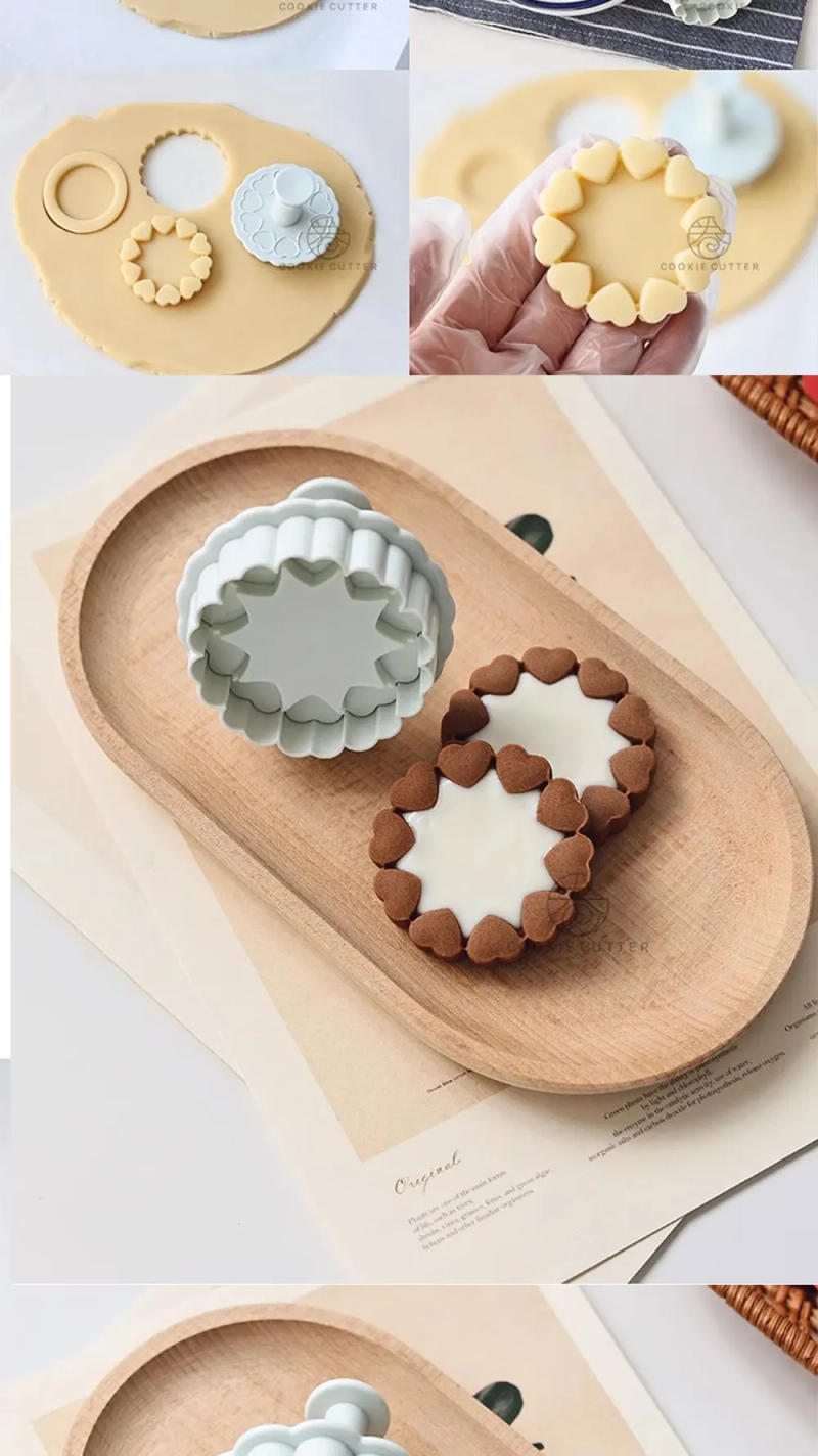 Description Picture 3 of item4Pcs/Set Sandwich Cookie Cutters Mold Valentine’s Day Love Stuffed Biscuit Stamp Dessert Pastry Hand Pressed Baking Mold Tools