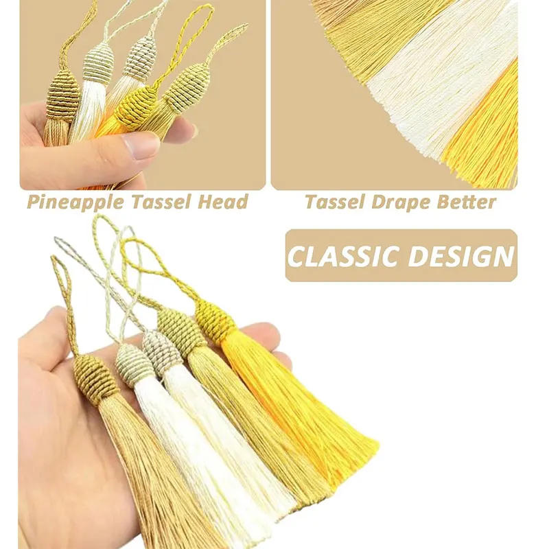 Description Picture 6 of item2/5/10/20Pcs 15cm Silky Floss Bookmark Tassels with Cord Loop Soft Chinese Knot Tassel for Jewelry Making DIY Craft Accessory