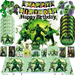Disney Superhero Hulk Birthday Party Supplies Kids Boys Disposable Tableware Cup Plate Tablecloth Balloon Banner Decoration