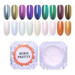 BORN PRETTY Mirror Glitter Nail Chrome Pigment Dust Power Pearl White Rubbing Powder Nail Glitter Nail Art Decorations Tool
