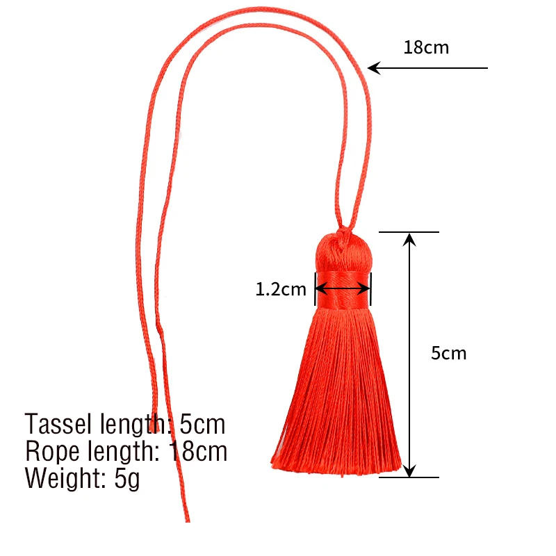 Description Picture 6 of item5/10Pcs 5cm Polyester Silk Tassel Fringe Brush Tassels Trim Crafts DIY Jewelry Home Decor Pendant Embellish Curtain Accessories
