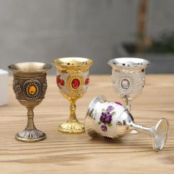 30ml Wine Glasses Vintage Chalice Medieval Goblet Wedding Handcraft Engraved Metal Wine Cup For Bar Home Decor