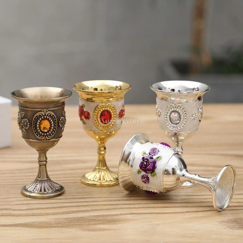 Description Picture 3 of item30ml Wine Glasses Vintage Chalice Medieval Goblet Wedding Handcraft Engraved Metal Wine Cup For Bar Home Decor