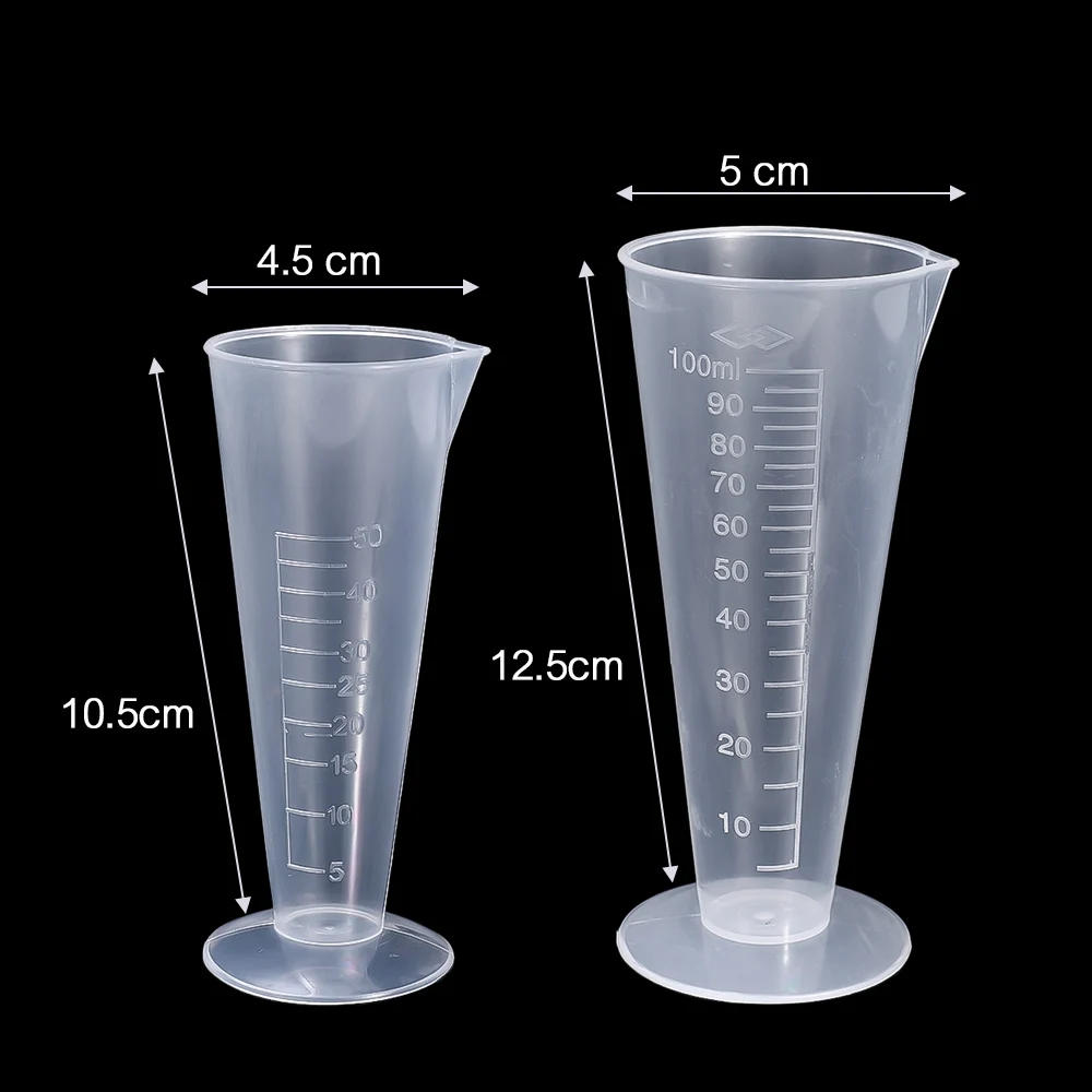 Description Picture 2 of item10-1Pcs Triangular Measuring Cup with Scale Transparent Plastic Graduated Cylinder Pour Spout Liquid Container Kitchen Bar Tool