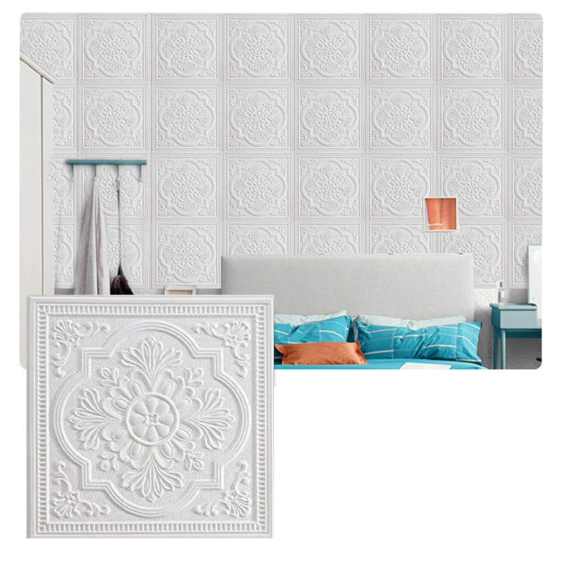 Description Picture 3 of item1/10 Piece 3D Wall Panel Wall Sticker Ceiling Self Adhesive Soft Foam Board Room Background Wall Home Decoration