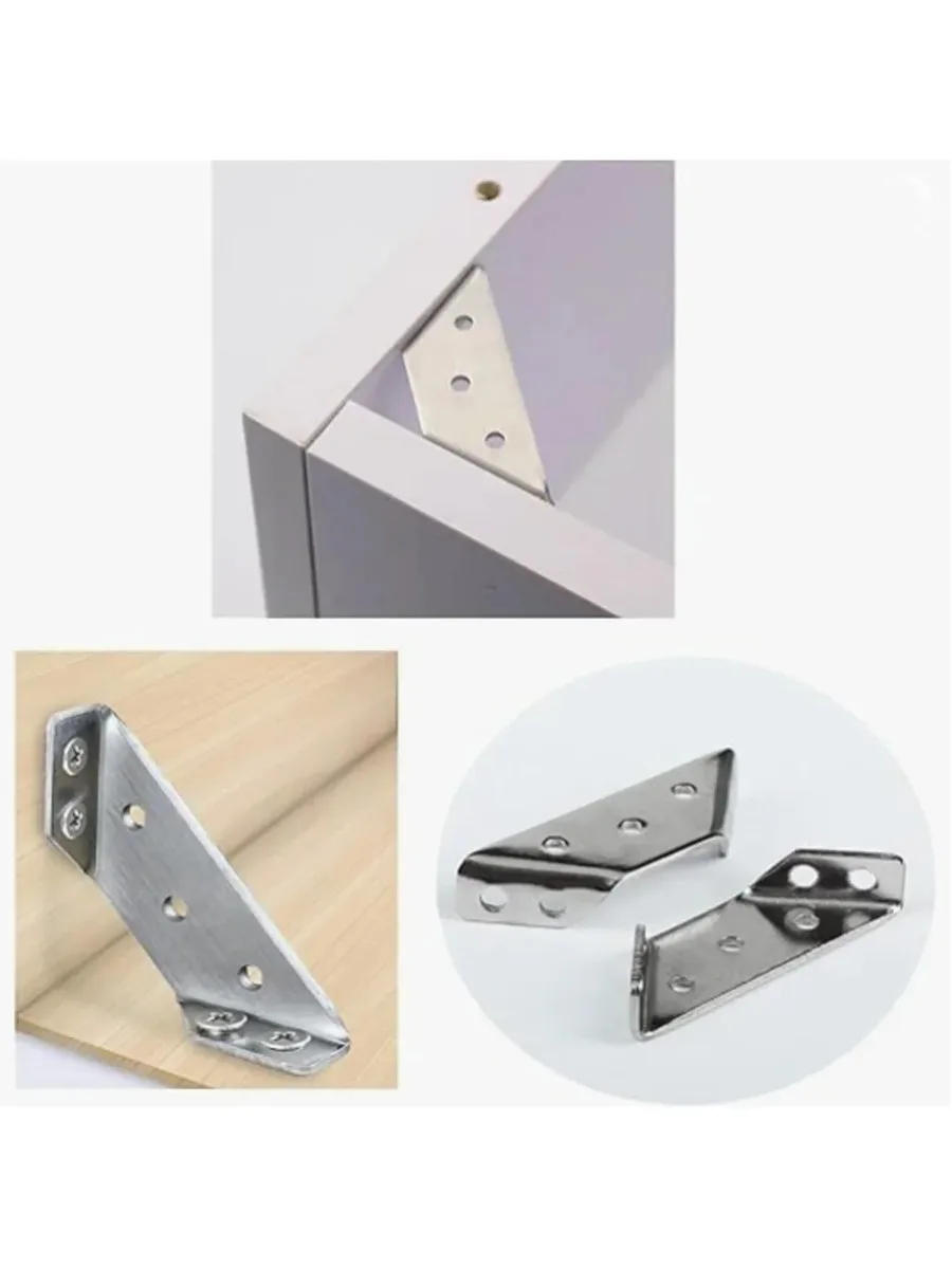 Description Picture 3 of item5-15pcs Furniture Corner Connector Brace Joint Fastener Bedframe Cabinet Drawer Universal Stainless Steel Angle Corner Brackets