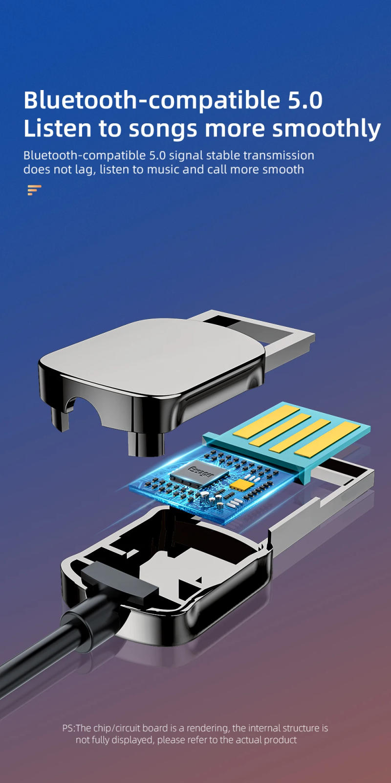 Description Picture 4 of itemEssager Wireless Bluetooth5.0 Transmitter Receiver Adapter Car Speaker USB To 3.5mm Aux Audio Music Dongle Handsfree Kit for Car