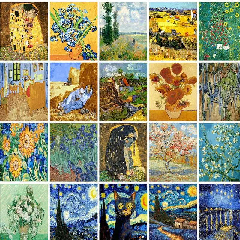 Description Picture 2 of itemGATYZTORY Oil Paint By Numbers Diy Crafts Van Gogh Sky Landscape Pictures On Number Wall Decors Number Painting Art Supplies