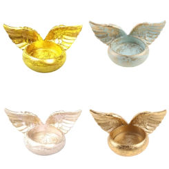 Angel Wings Candle Holder Resin Statue Home Decoration Prayer Candlestick for Home Wedding Christmas Church Memorial Gifts