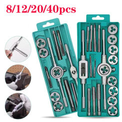 8/12/20/40Pcs Alloy Steel Metric Tap Wrench and Die Set M6-M12/M3-M12 Nut Bolt Alloy Metal Hand Tools Tapping Screw Tool