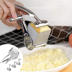 Handheld Stainless Steel Rotary Cheese Grater Set, Garlic Carrot Cutter, Slicer, Shredder, Grinder, Manual Kitchen Supplies