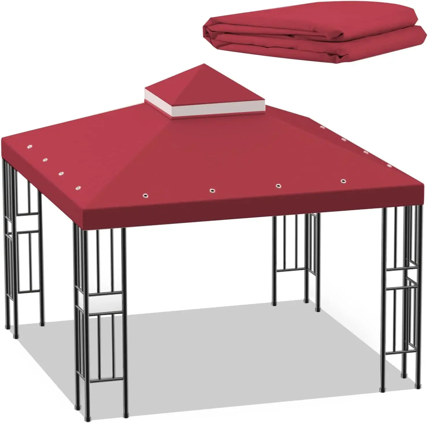 Description Picture 4 of itemSumfaller 10x10 FT Gazebo Replacement Canopy Top Cover Double Tiered Canopy Top Cover for Outdoor BBQ Roof Cover Grill Shelter