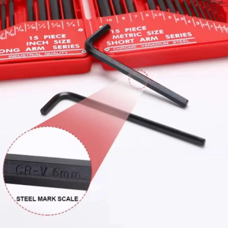 Description Picture 4 of itemAllen Wrench Set Hex Key Set Multifunctional L Shape Wrench Set Inch/Metric MM Chromium-vanadium Steel Spanner Manual Hand Tools