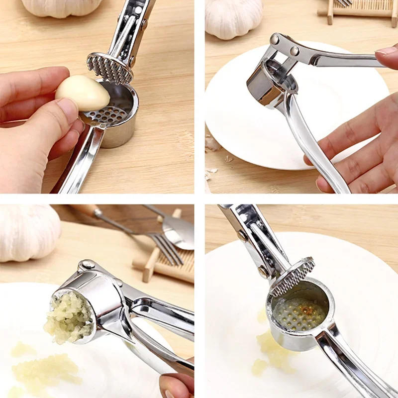 Description Picture 3 of itemStainless Steel Garlic Press Crusher Mincer Handheld Garlic Smasher Squeezer Manual Press Grinding Tool Kitchen Accessories