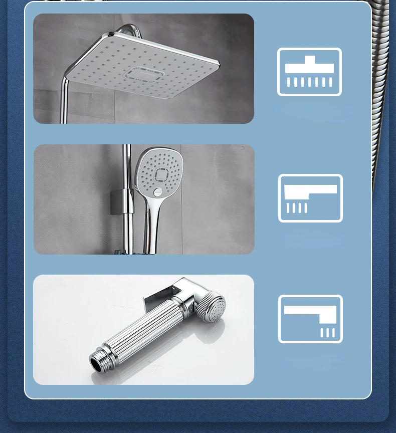 Description Picture 4 of itemConstant Temperature Shower System Stainless Steel Silver  Set Bathroom Faucet Knob Control  Supercharged