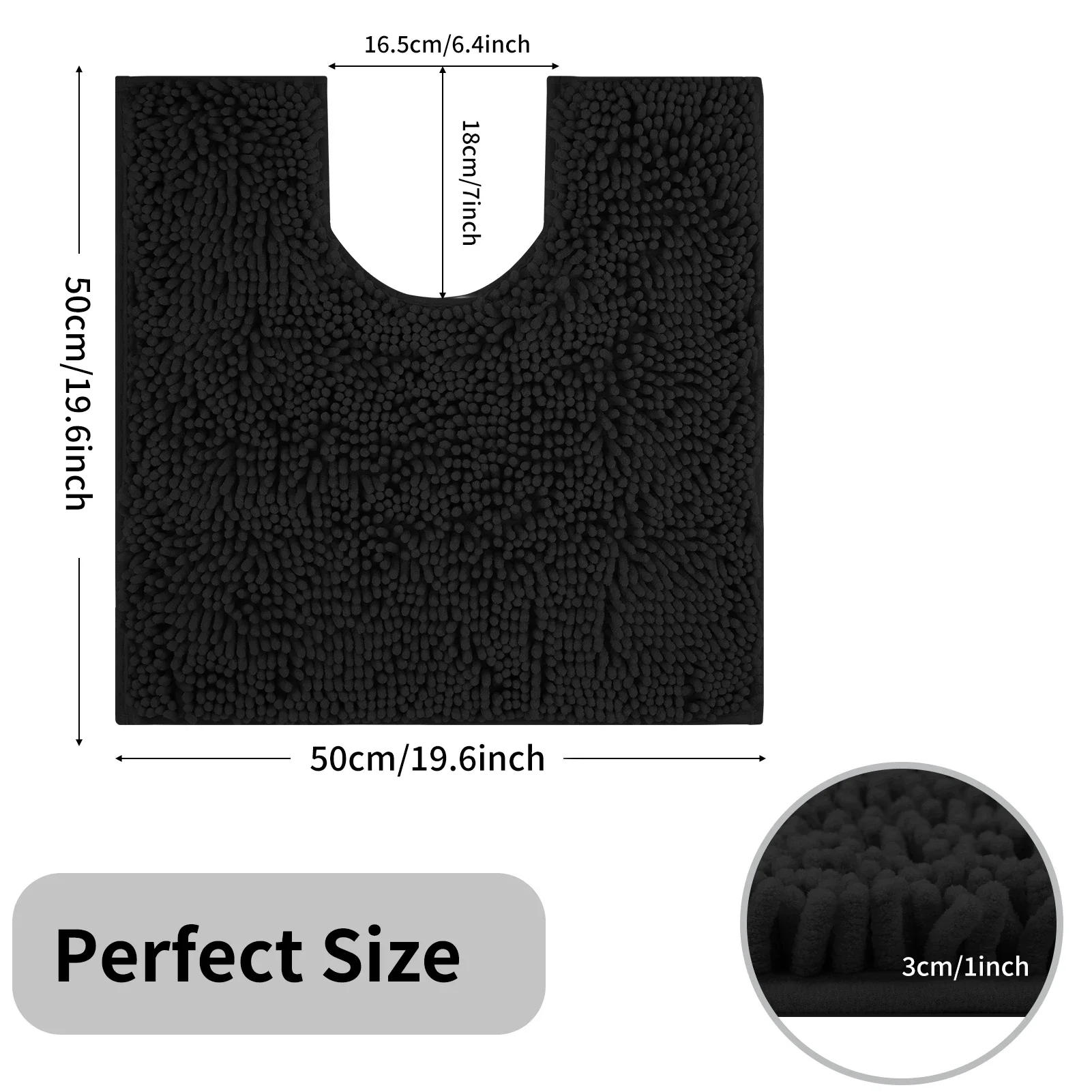 Description Picture 3 of itemToilet Rug U-Shaped Super Absorbent Chenille Bathroom Mats Non-Slip Backing Machine Washable For Bathrooms Floor Decoration