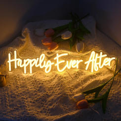 Happy Ever After Neon Sign LED Hanging Wall Decoration Wedding Home Party Room Decor USB Powered Warm Growing Panel Lights