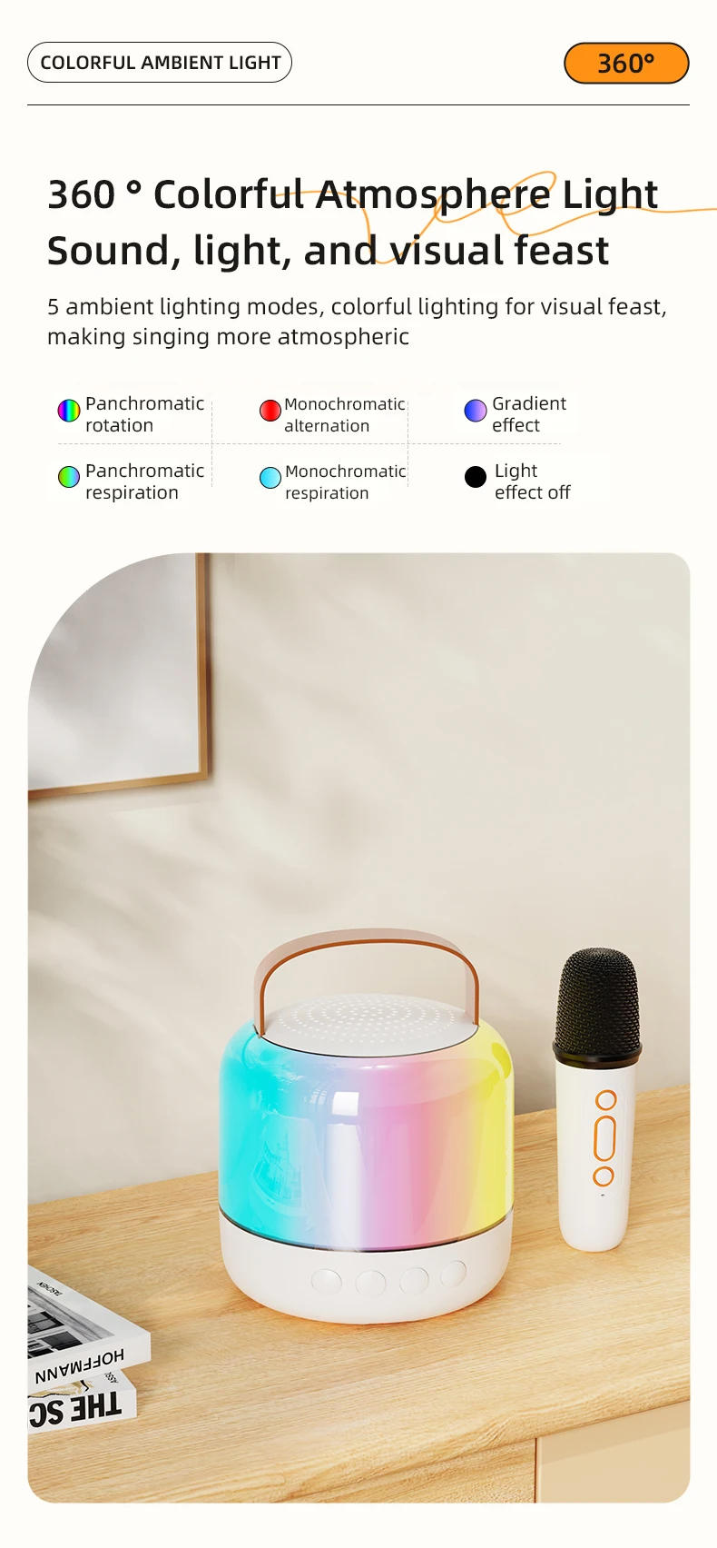 Description Picture 4 of itemMini Speaker Karaoke  With 2 Wireless Microphone for Kids mini BT speaker karaoke speaker with mic Best Gift Portable Led