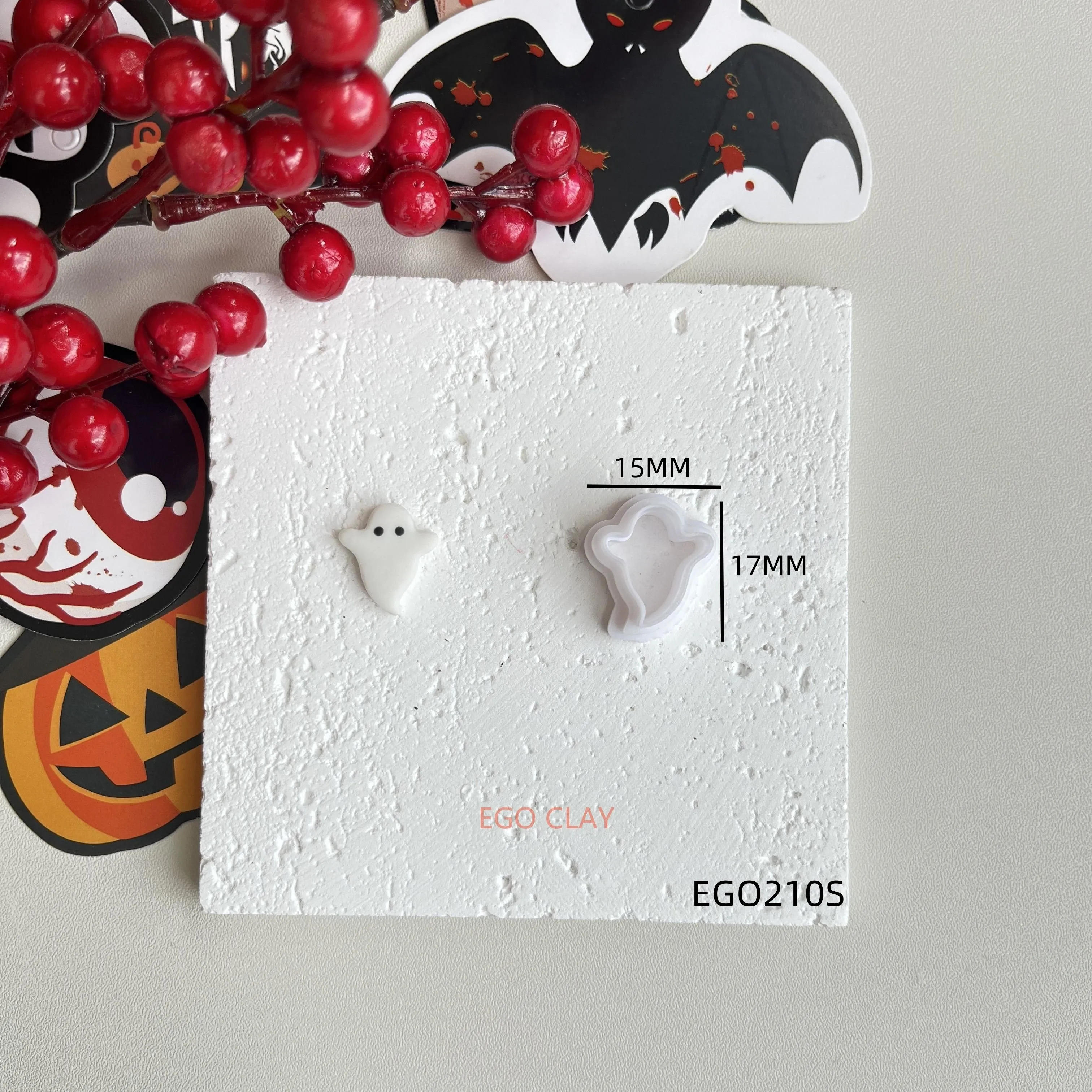 Description Picture 3 of itemHalloween series different ghost bat shape clay cutting mold DIY earrings jewelry earrings gift making polymer clay mold