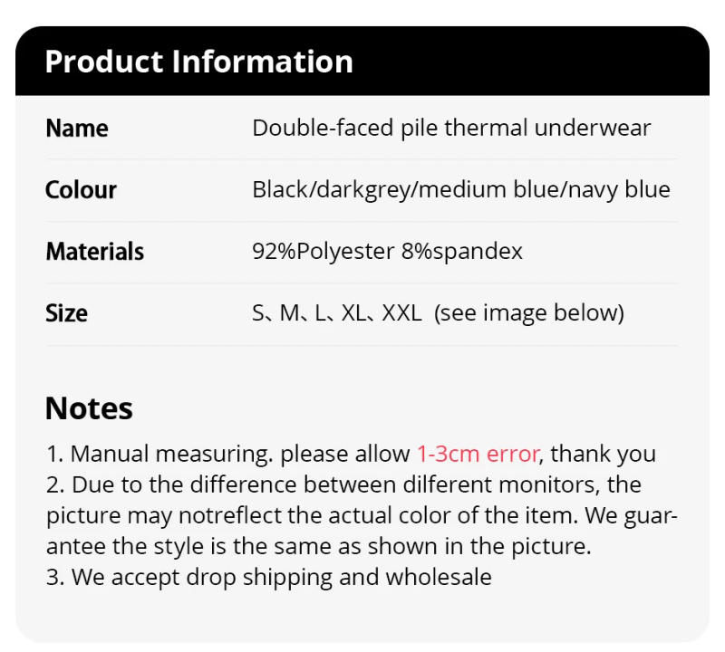 Description Picture 3 of itemMan Winter Thermal Underwear Set Face Sanding Double Warmth Slim Body and High Elasticity Comfortable and Breathable