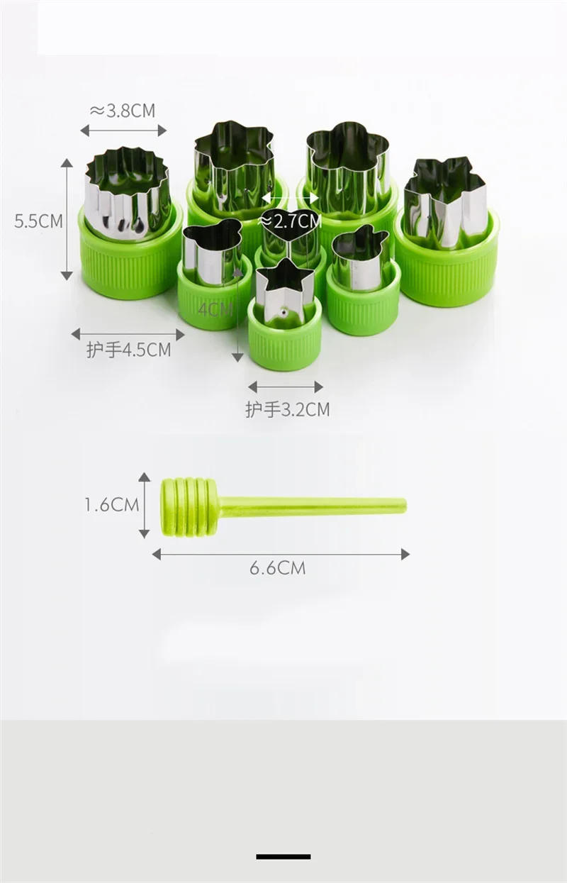 Description Picture 3 of item6-8pcs Cookie Cutter Embosser Vegetable Cutter Portable Stainless Steel Fruit Cutting Die Kitchen Accessories Baking Tools