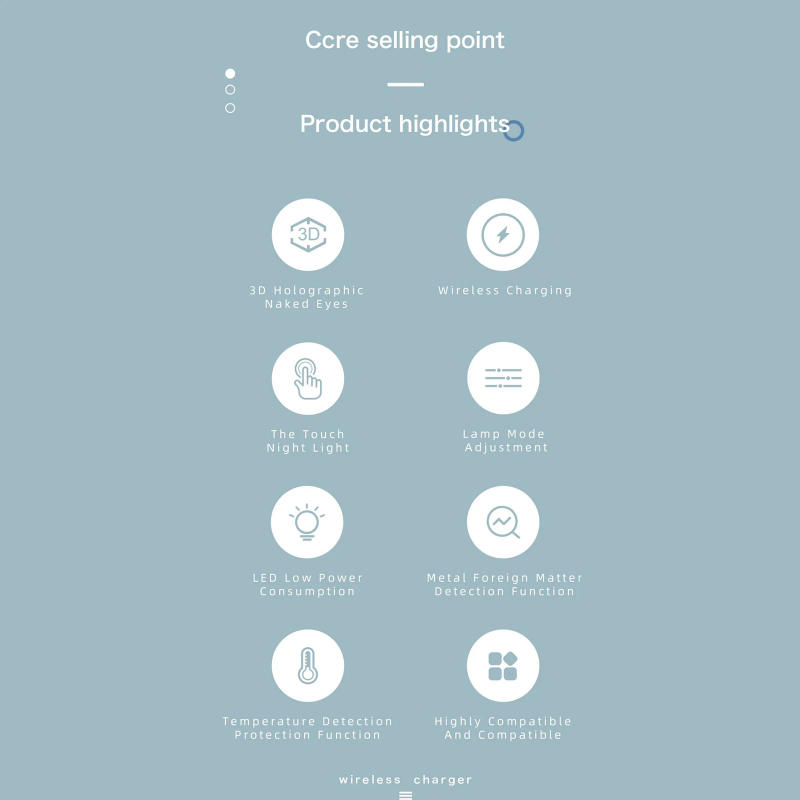 Description Picture 3 of item3D Holographic LED Advertising Lights with Wireless Charger Desk Lamp Touch Sensing Night Light 3D Holographic Drojector Lights